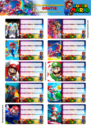 Etiquetas Escolares Mario Bros Para Imprimir 